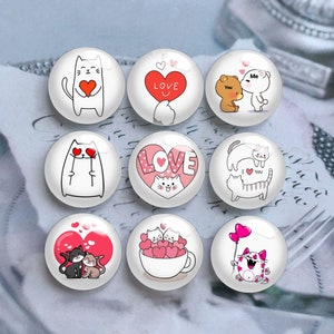 Cabochon de la Saint-Valentin, dôme en verre coeur amour chats, 10 mm 12 mm 14 mm 16 mm 18 mm 20 mm 25 mm 30 mm 35 mm 40 mm DIY image image perles de verre-DN1976