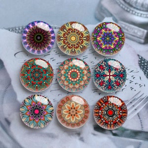 Retro Mandala Cabochon, Yoga Namaste Glazen Koepel, 10mm 12mm 14mm 16mm 18mm 20mm 25mm 30mm 35mm 40mm Foto Afbeelding Glas Cameo Beads-DN1526