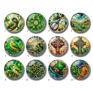 Cabochon in vetro con immagine colorata di trifoglio, cupola in vetro di San Patrizio, perline di vetro con immagine da 10 mm 12 mm 14 mm 16 mm 18 mm 20 mm 25 mm 30 mm 35 mm 40 mm-DN2194
