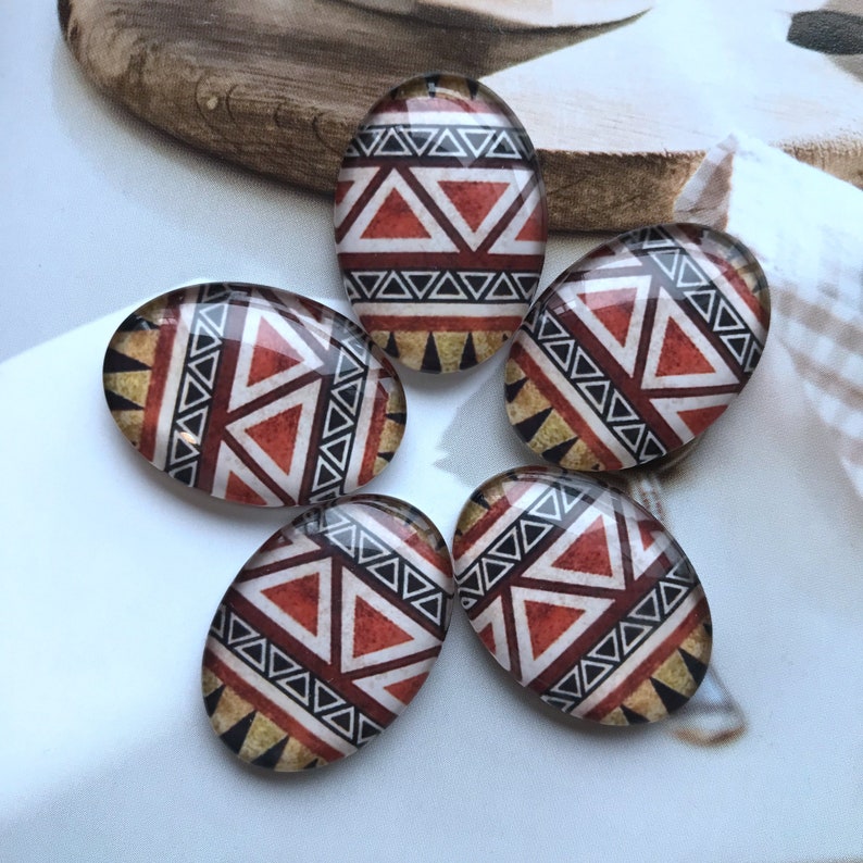 Triangle Oval Cabochon,handmade Brown Geometry Teardrop Photo Glass ...