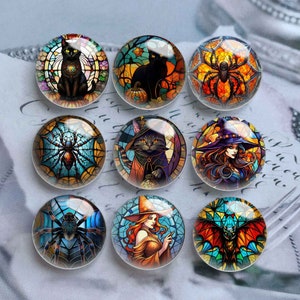10 sztuk 12 mm Halloween Cabochon, Czarny Kot Szklana Kopuła, 10 mm 14 mm 16 mm 18 mm 20 mm 25 mm 30 mm 35 mm 40 mm Pająk Nietoperz Obraz Obraz Szklane Koraliki-DN2973