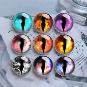 10pcs 10mm 12mm Galaxy Eyeball Cabochon, Eyes Glass Dome, 14mm 16mm 18mm 20mm 25mm 30mm 35mm 40mm Evil Eyes Picture Image Glass Beads-DN1711