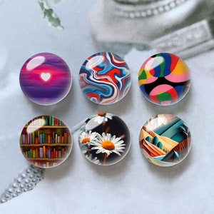 Handgefertigter Cabochon, Regenbogen Foto Glaskuppel,10mm 12mm 14mm 16mm 18mm 20mm 25mm 30mm 35mm 40mm DIY Gänseblümchen Bild Bild Glasperlen-DN915