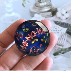 Candy Canes Hohoho Cabochon /glass Snap Button,10mm 12mm 14mm 16mm 18mm 20mm 25mm 30mm 35mm 40mm Glass Dome/Ginger Snap Button-R2232409
