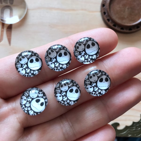 Skull Cabochon,Halloween Skull photo glass Cabochons 10mm 12mm 14mm 16mm 18mm 20mm 25mm 30mm 35mm 40mm glass dome cameo-R741d10