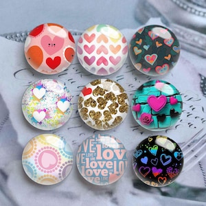 10 Stück 10 mm 12 mm Liebe Herzen Cabochon, Valentine Glaskuppel, 14 mm 16 mm 18 mm 20 mm 25 mm 30 mm 35 mm 40 mm DIY Bild Glas Cameo-DN3110