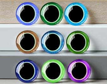 Eye Iris Cabochon, Handmade Clay Doll Cat Eyeball photo glass Cabochon, 10mm -40mm eye glass dome - 14mm thin Blythe doll eyes - DN4352