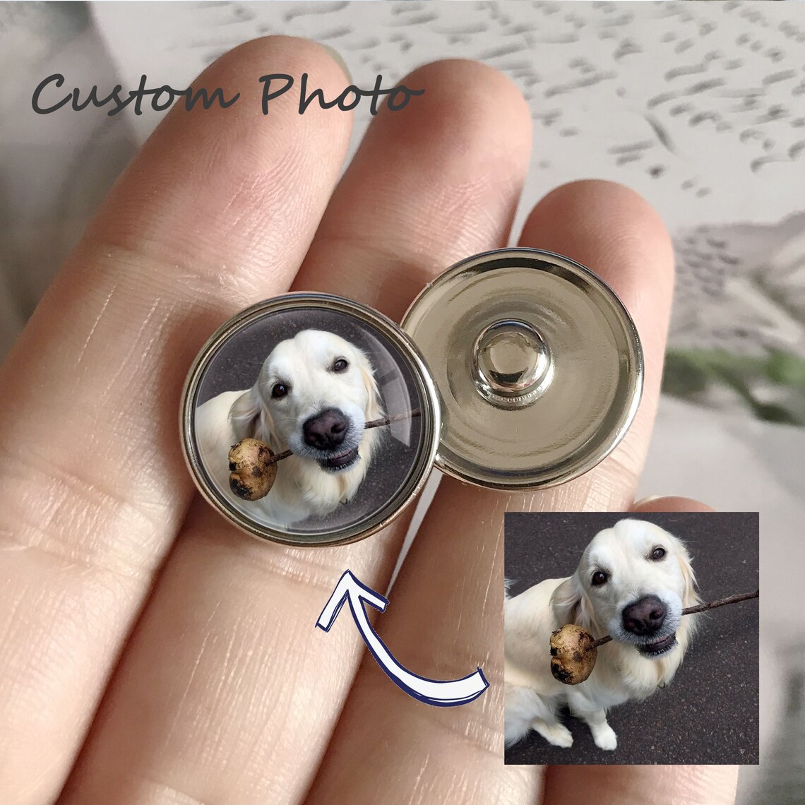 Custom Snaps Custom Text / Photo Ginger Snap Button,12mm 18mm 20mm Personal Photo ...