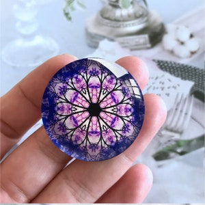 Paarse Mandala Cabochon / Foto glas Snap Button, 10mm 12mm 14mm 16mm 18mm 20mm 25mm 30mm 35mm 40mm Glazen Dome / Ginger Snap Button-R2231504