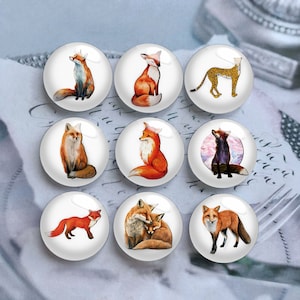 10pcs Fox Cabochon,Fox Glass Dome, 10mm 12mm 14mm 16mm 18mm 20mm 25mm 30mm 35mm 40mm DIY Leopard Picture Image Glass Cameo-DN1687
