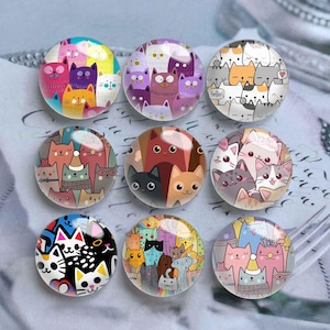 10 pcs 10 mm 12 mm Chats Cabochon, Dôme en verre fait main Kitty, 14 mm 16 mm 18 mm 20 mm 25 mm 30 mm 35 mm 40 mm DIY image de chat en verre Cameo-DN3107