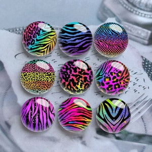 10pcs 10mm 12mm Leopard Cabochon, Handmade Colorful Glass Dome, 14mm 16mm 18mm 20mm 25mm 30mm 35mm 40mm DIY Picture Image Glass Beads-DN646
