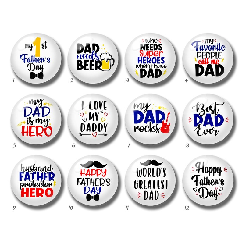 Best Dad Cabochon, Father Day Gift Glass Dome, 10mm 12mm 14mm 16mm 18mm ...