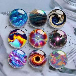 Galaxy Cabochon, Melkwegbeeld glazen koepel, 10 mm 12 mm 14 mm 16 mm 18 mm 20 mm 25 mm 30 mm 35 mm 40 mm Space Glass Picture Mozaïek Cameo-DN3119