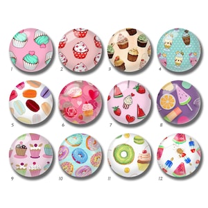 Cabujón de cupcake, cúpula de cristal de donuts, 10 mm, 12 mm, 14 mm, 16 mm, 18 mm, 20 mm, 25 mm, 30 mm, 35 mm, 40 mm, imagen de postre, cuentas de pepita de camafeo de vidrio-DN1557