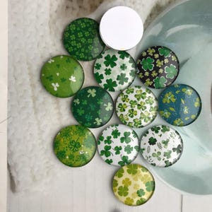 St Patrick Cabochon, Lucky Clover Shamrock Glass Dome,10mm 12mm 14mm 16mm 18mm 20mm 25mm 30mm 35mm 40mm DIY Picture Image Glass Cameo-DN347