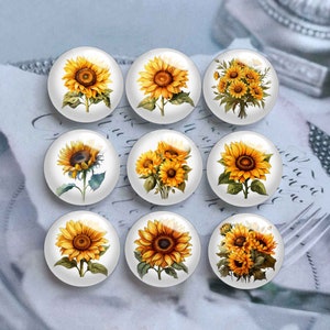 10 Stück 10mm 12mm Sonnenblumen Cabochon, Blume Glaskuppel, 14mm 16mm 18mm 20mm 25mm 30mm 35mm 40mm DIY Bild Bild Glasperlen-DN2805