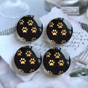 10pcs Patte de chien Print Cabochon / Bouton Snap, 10mm 12mm 14mm 16mm 18mm 20mm 25mm 30mm 35mm 40mm Dôme en verre / Gingembre Snap-R2101818