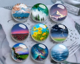 Cabochon de montagne, dôme en verre océan, 10mm 12mm 14mm 16mm 18mm 20mm 25mm 30mm 35mm 40mm fleur bricolage image image perles de verre pépites -DN890