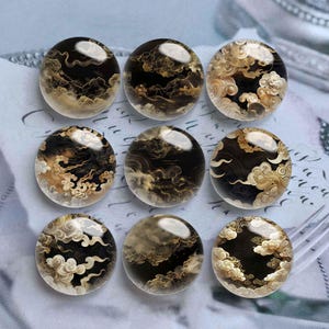 10 peças 10 mm 12 mm Cabochão de nuvem dourada, cúpula de vidro de céu feita à mão, 14 mm 16 mm 18 mm 20 mm 25 mm 30 mm 35 mm 40 mm Imagem de vidro DIY Cameo-DN3134