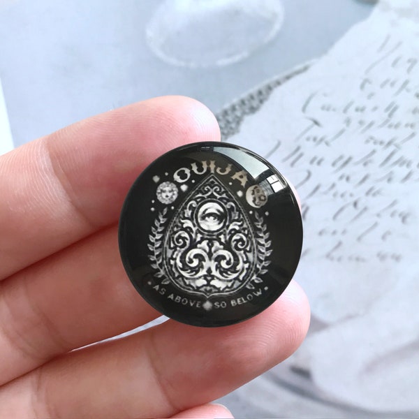 10 pièces 10mm 12mm Ouija Cabochon, Ouija Board photo verre Snap Button, 14mm 16mm 18mm 20mm 25mm 30mm 35mm 40mm verre dôme-R10272