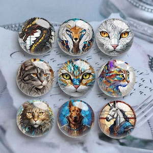 10 Stück 10mm 12mm Katze Cabochon, Nilpferd Glaskuppel, 14mm 16mm 18mm 20mm 25mm 30mm 35mm 40mm DIY Tier Bild Glas Cameo -DN2966