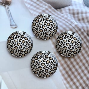 10 Stück Leopard Print Cabochon / Druckknopf, 10mm 12mm 14mm 16mm 18mm 20mm 25mm 30mm 35mm 40mm Bild Glaskuppel / Ginger Snap-R2101815