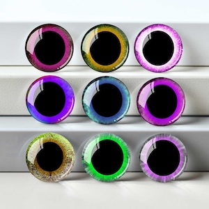 Cabujón de iris de ojo morado, cabujón de cristal para fotos de ojos de gato de muñeca de arcilla, cúpula de cristal de 10 mm - 40 mm - ojos de muñeca Blythe de 14 mm de grosor - DN4364