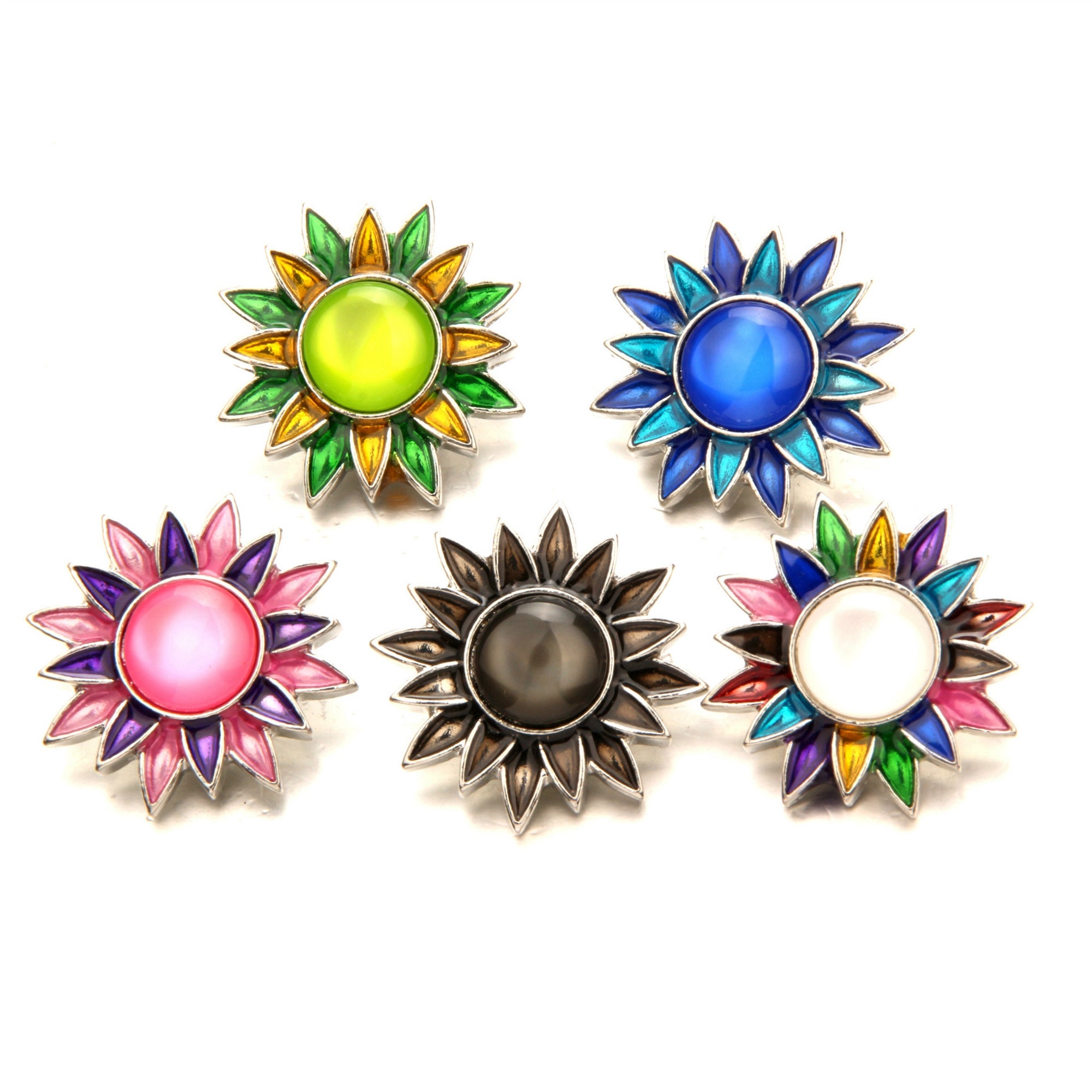 Sunflower Snap Jewelry Charm Button - 18MM/20MM Yellow Flower For Custom Necklaces, Bracelets, Keychains