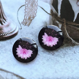 10stk Pink Ribbon Sonnenblumen Cabochon/Druckknopf, 10mm 12mm 14mm 16mm 18mm 20mm 25mm 30mm 35mm 40mm Bild Glaskuppel / Druckknopf-R2292432