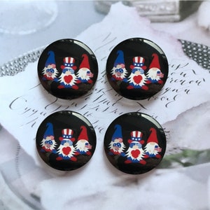4 juillet USA Flag Gnome Cabochon / Snap Button, 10mm 12mm 14mm 16mm 18mm 20mm 25mm 30mm 35mm 40mm Dôme en verre / Bouton d’enclenchement au gingembre -R223321