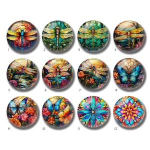 Buntglas Bild Cabochon,Libelle Glaskuppel,10mm 12mm 14mm 16mm 18mm 20mm 25mm 30mm 35mm 40mm DIY Bild Bild Glasperlen-DN1963