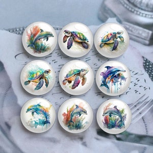 10 Stück 10 mm 12 mm Meeresschildkröte Cabochon, Delfin Glaskuppel, 14 mm 16 mm 18 mm 20 mm 25 mm 30 mm 35 mm 40 mm Aquarell Bild Bild Glas Cameo-DN2381