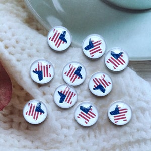 Bandera de EE.UU. Star Cabochon / Snap Button, 4 de julio 10mm 12mm 14mm 16mm 18mm 20mm 25mm 30mm 35mm 40mm Glass Dome/Ginger Snap Button -R2242818
