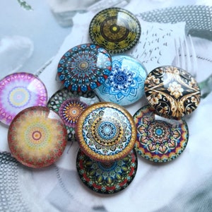 Cabochon de mandala bricolage, cabochon d'image mandala Namaste 10 mm 12 mm 14 mm 16 mm 18 mm 20 mm 25 mm 30 mm 35 mm 40 mm camée dôme en verre dôme en verre-R121513