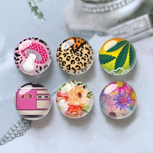 10pcs 10mm 12mm Leopard Cabochon, Mushroom Glass Dome, 14mm 16mm 18mm 20mm 25mm 30mm 35mm 40mm Flowers Picture Image Glass -DN2112