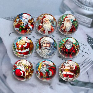 10pcs Santa Claus Cabochon, Christmas Glass Dome, 10mm 12mm 14mm 16mm 18mm 20mm 25mm 30mm 35mm 40mm DIY Picture Image Glass Cameo -DN2216