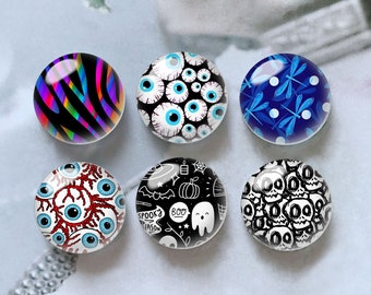 Blutiger Augapfel Cabochon, Halloween Augen Bild Glaskuppel, 10 mm 12 mm 14 mm 16 mm 18 mm 20 mm 25 mm 30 mm 35 mm 40 mm Boo Skull Bild Cameo-DN658
