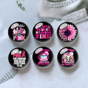 10pcs 10mm 12mm Pink Ribbon Cabochon, Breast Cancer Glass Dome, 14mm 16mm 18mm 20mm 25mm 30mm 35mm 40mm DIY Picture Image Glass Cameo-DN1658