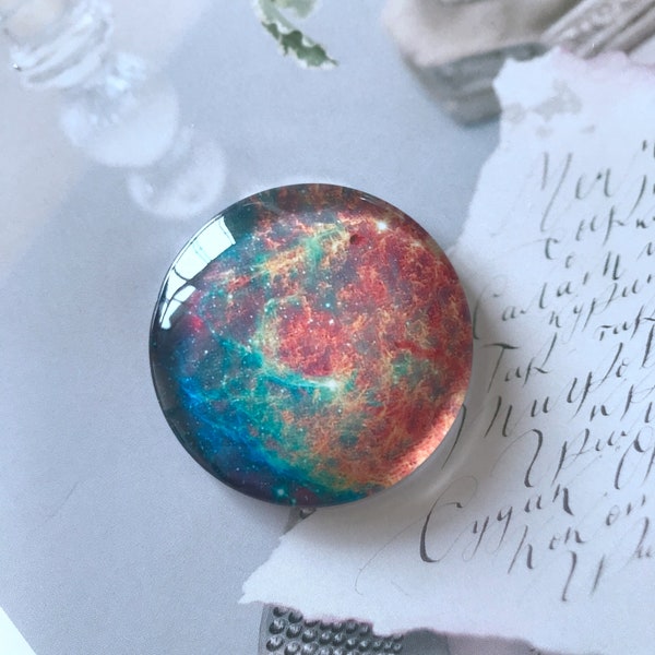 Galaxy Cabochon,Blue Orange Galaxy photo glass Cabochons 10mm 12mm 14mm 16mm 18mm 20mm 25mm 30mm 35mm 40mm glass dome cameo-R013d10