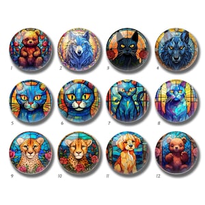 Cat Stained Glass Image Cabochon, Wolf Glass Dome,10mm 12mm 14mm 16mm 18mm 20mm 25mm 30mm 35mm 40mm Leopard Picture Image Glass -DN2154