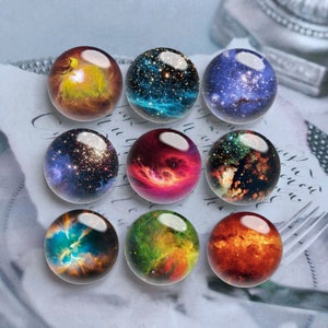 Cabochon della galassia, cupola di vetro con immagine della Via Lattea, 10mm 12mm 14mm 16mm 18mm 20mm 25mm 30mm 35mm 40mm Perline di mosaico con immagine di vetro spaziale-DN1718