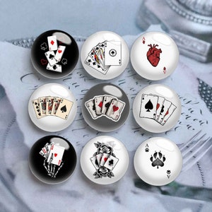 10 Stück 10mm 12mm Poker Cabochon, Poker A Glaskuppel, 14mm 16mm 18mm 20mm 25mm 30mm 35mm 40mm Kartenspiel Bild Bild Glasperlen-DN2873