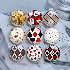 10 Stück 10mm 12mm Poker Cabochon, Poker A Glaskuppel, 14mm 16mm 18mm 20mm 25mm 30mm 35mm 40mm Kartenspiel Bild Bild Glasperlen-DN2871