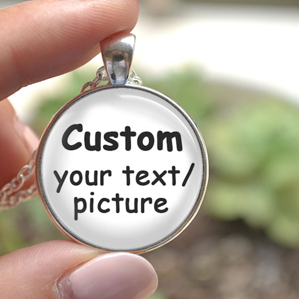 Custom Necklace,Handmade Personalized Photo Pendant Necklace, Customized Text Choker Necklace ,Glass dome Picture Cabochon Jewelry Gifts