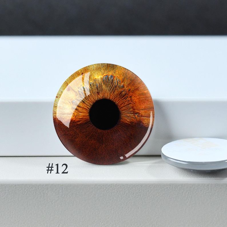 Eye Cabochon,Handmade Doll Cat Eyeball photo glass Cabochon, 10mm -40mm eye glass dome cameo - 14mm thin Blythe doll eyes - DN1898 #12