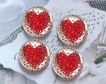 Love Heart Cabochon / Picture glass Snap Button,10mm 12mm 14mm 16mm 18mm 20mm 25mm 30mm 35mm 40mm Glass Dome/Ginger Snap Button -R223530