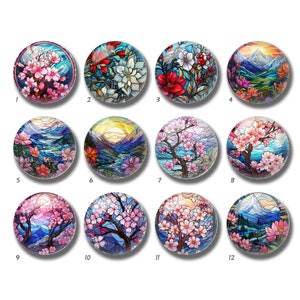 Sakura Buntglas Bild Cabochon,Blumen Glaskuppel,10mm 12mm 14mm 16mm 18mm 20mm 25mm 30mm 35mm 40mm DIY Bild Bild Glasperlen-DN2072