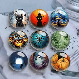 10 Stück 12mm Halloween Cabochon, Boo Schädel Glaskuppel, 10mm 14mm 16mm 18mm 20mm 25mm 30mm 35mm 40mm DIY Bild Bild Glasperlen-DN2981