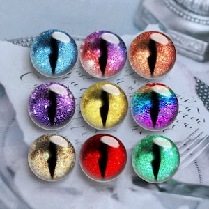 10pcs 10mm 12mm Eyes Cabochon, Galaxy Eyeball Glass Dome, 14mm 16mm 18mm 20mm 25mm 30mm 35mm 40mm Doll Eyes Picture Image Glass Beads-DN1713